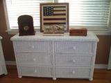 Wicker 6 Drawer Dresser - Reproduction Vintage Radio - Framed Print - Jewelry Box