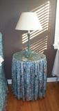 Side Table with Matching Fabric - Metal Lamp (pair)