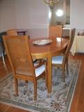 Thomasville Dining Room Table, Leaf, 4 Chairs - Copeland Oval Platter - Area Rug
