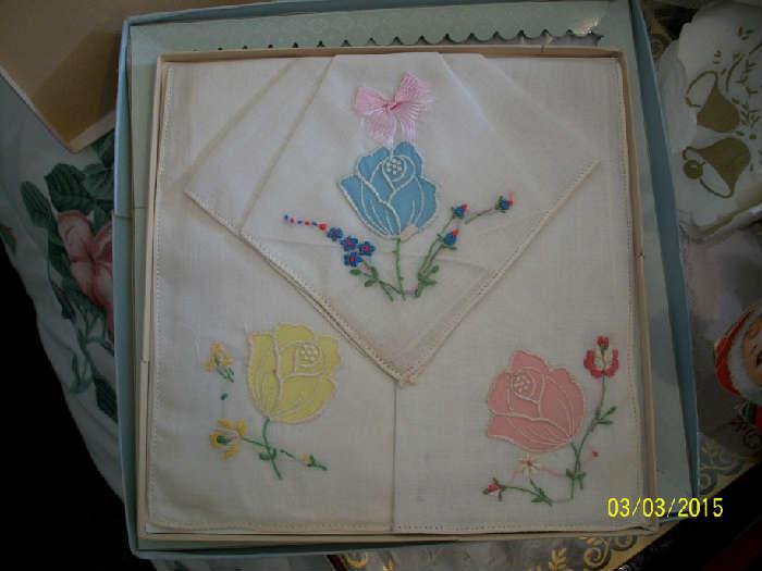 Vintage hankies in boxes and out