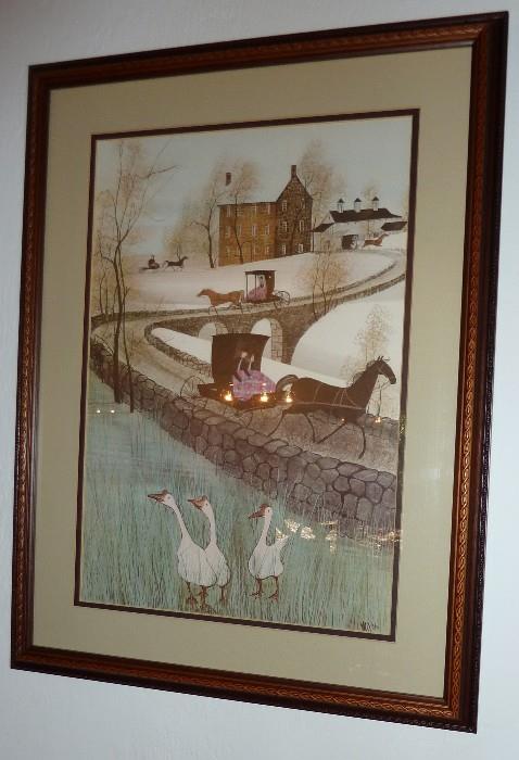 Framed 1984 P Buckley Moss Sunday Afternoon Print 