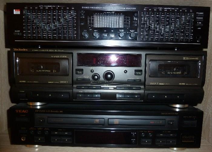 BSR EQ 3000 Stereo Frequency Equalizer, Technics Stereo Cassette Deck RS-TR575, Teac RW-D200 CD Recorder