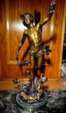 H. Giraud Cold Painted Bronze Angel w/ Cherubs