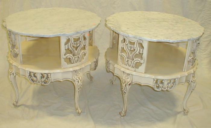 French Provincial Style Marble top side tables