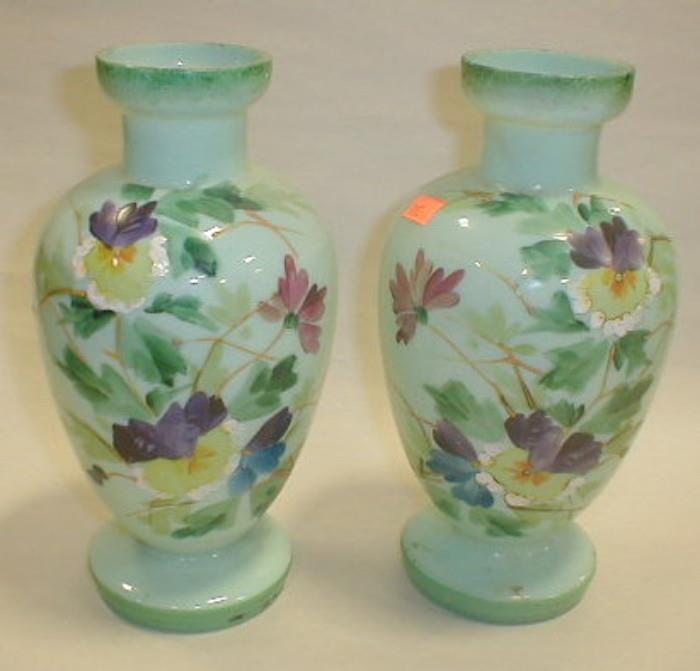 Pair of Bristol glass vases