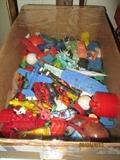 Box of plastic vintage toys