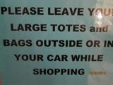 No large purses, bags, totes please