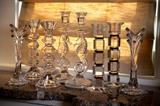 crystal candle sticks including Waterford, Shannon.