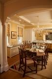 Dinning room table, 8 chippendale chairs (6 side 2 arm), Crystal, Linens, misc dishes.