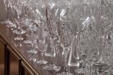 Large assortment of bar ware, wine glasses, martini glasses, cordials, water goblets, brandy snifters