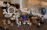 Assortment of miniature ceramic collectables, including Limoges.
