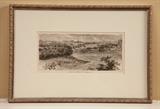 Old Lithograph of St Anthony and St Anthony , Falls, MN 5x10, framed 15x11"