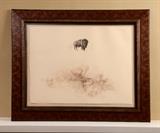 "Disappearing Bison" numbered print by Nancy Randall 2002, Framed 35" x 29"