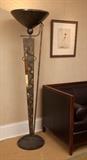 6 foot tall, metal standing lamp, modern design, metal shade, up lighting. Heavy...