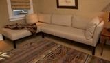 Contemporary 2 piece cloth sofa set, wool rug 66x93