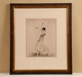 Dry point etching by Troy Kinney, American 1871-1938, “Doris Niles”,  (Flamenco dancer) 12.5 x 9.5”, 20” x 24” framed
