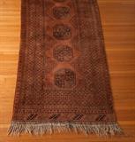 Persian Oriental wool runner, 39" wide x 11'. Deep brown/rust with black. Clean and in very nice condition