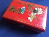 Close up of Asian leather box