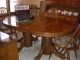 Dark Oak Dining Table, 4 Chairs & 2 Leaves - extends to 98"