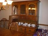 Dark Oak Hutch, Noritake "Tisdale" Service for 14, Ancestral China