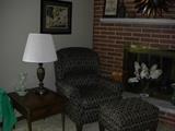 Smith Bros Easy Chair with Ottoman & 2 Lane End Tables