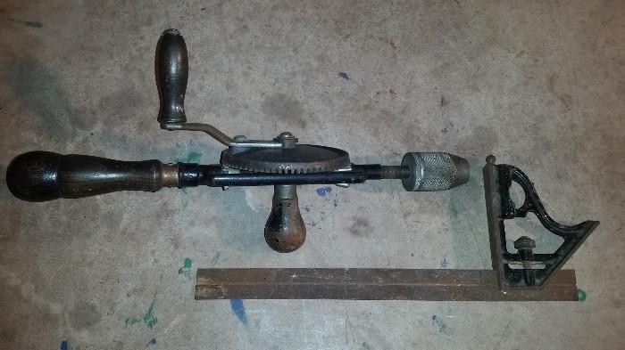 2 VINTAGE TOOLS - 1 IS A STANLEY HAND DRILL