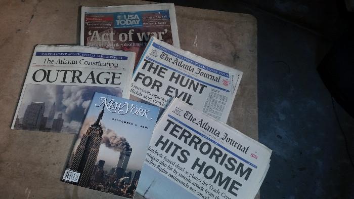 9-11 NEWSPAPERS - NEW YORK SEPTEMBER 11, 2001 - USA TODAY SETEMBER 12, 2001 - THE ATLANTA JOURNAL SEPTEMBER 12, 2001