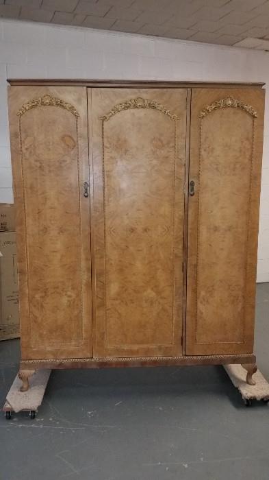 1930'S RARE BLOND WALNUT ARMOIRE FROM ENGLAND