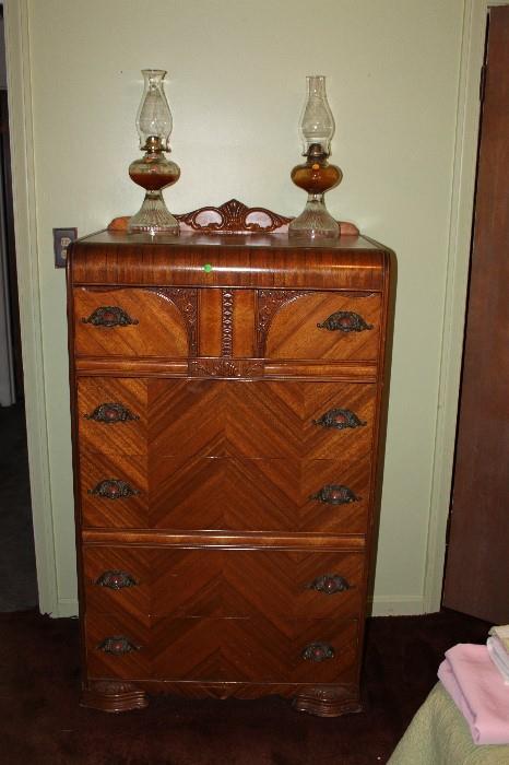 Antique dresser and lamps
