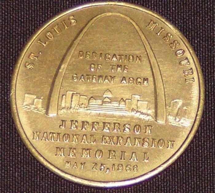 Dedication coin Gateway Arch May 25, 1968