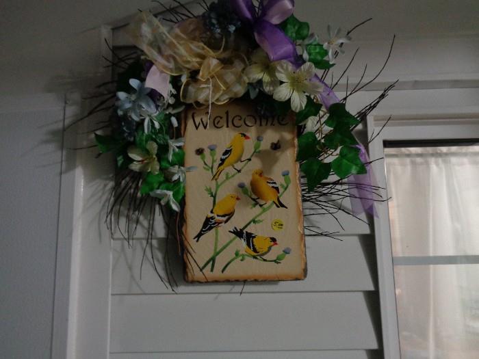 Hanging slate welcome sign