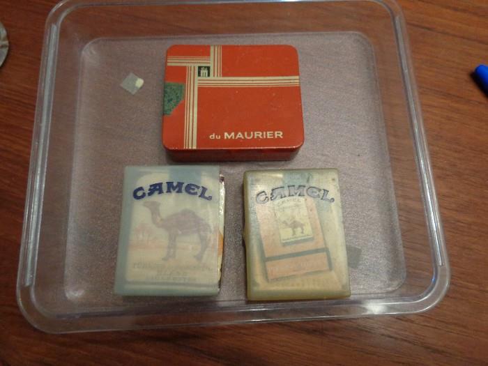 Vintage Camel cigarette packs & du Maurier case