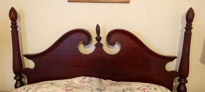 Solid mahogany Hungerford company (Memphis, TN) colonial queen poster bed.  Mattress and box springs included.