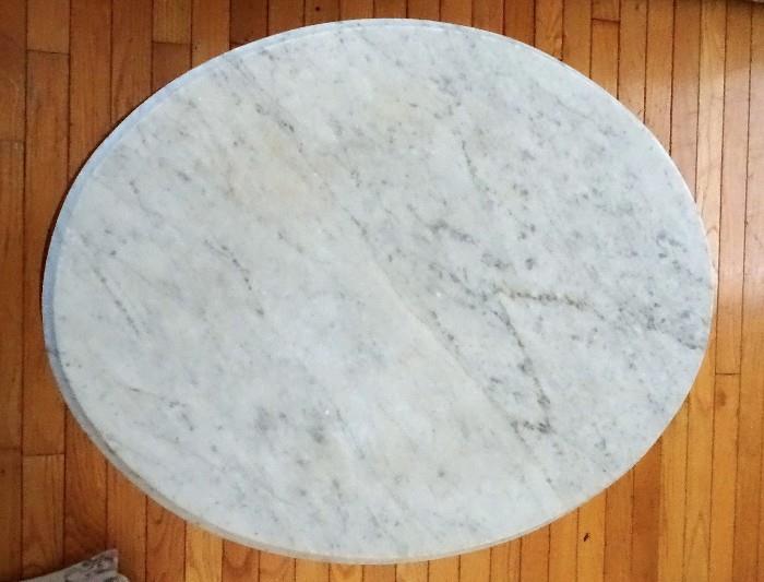Solid Rosewood Victorian Renaissaance oval marble top coffee table with marble top view.  Very good condition.