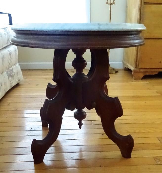 This Antique Rosewood Victorian Renaissance Oval Marble Top coffee table is a beautiful accent to any room.  