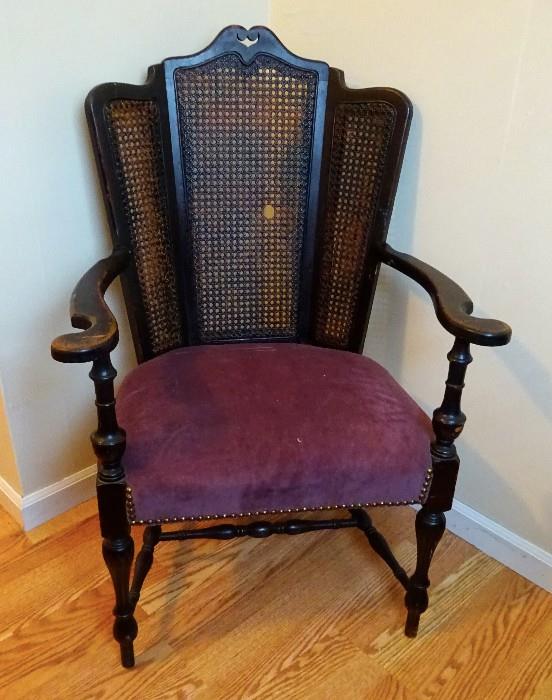 Antique Cane Back Arm Chair.