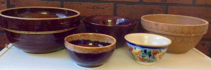 Assorted stoneware bowls.