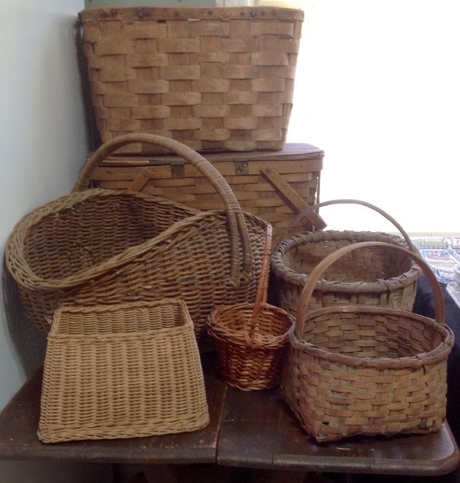 Oak split handmade baskets. Other assorted baskets are not pictured.