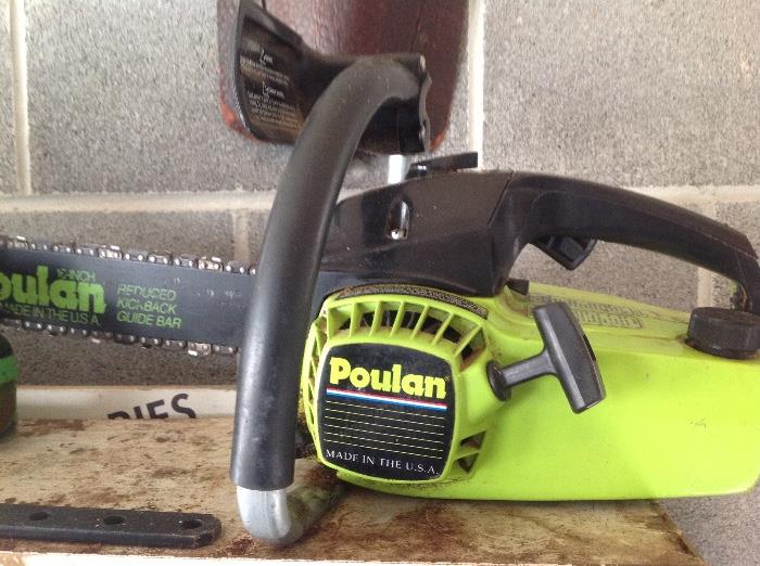 A Poulan chain saw available at this sale.