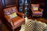 Camel color Leather Chairs $550 ea - zebra skin is not being offered.