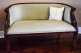 Pair settee Empire style with swan carving,$475 each