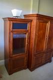 Glass front cabinet for speakers electronic equipment- vented. Or use as lawyers cabinet ,book shelf. Two cabinets available $185,$185, $200