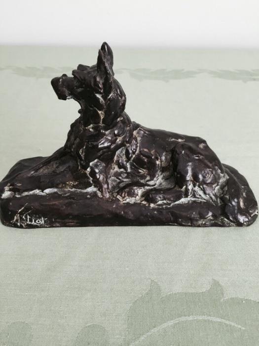  Antique Cast Bronze "Wolfhound" by Maximilien- Louis Fiot  (early 1900's)
