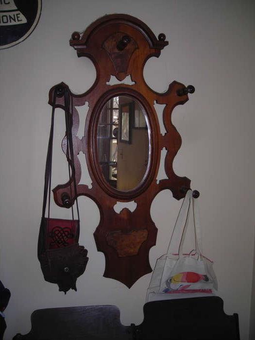 Nice antique mirror hat rack
