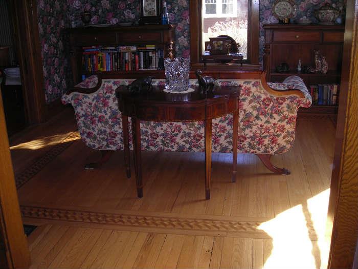 the second game table, matching Hooker bookcases, glassware, back of sofa