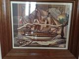 Framed ship print 1960s