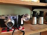 Vintage camera, binoculars, slide viewer and other collectibles