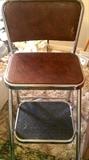 Vintage kitchen stool, brown and chrome