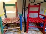 Vintage wood-slat child's rockers
