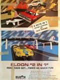 Vintage Eldon road race set, with four cars, super cool